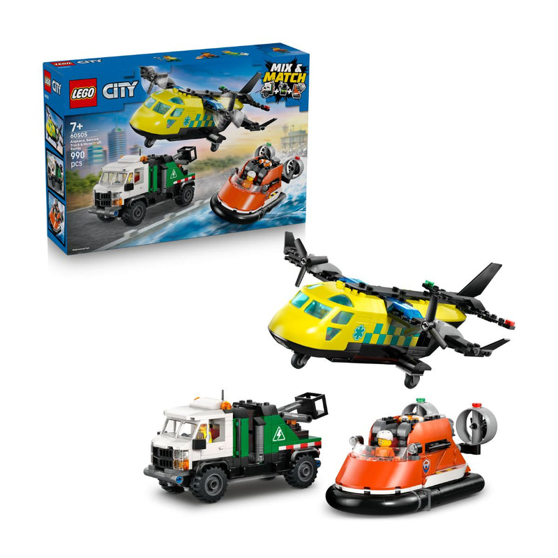 Đồ Chơi Lắp Ráp Máy Bay Xe Tải Dịch Vụ Và Tàu Đệm Khí LEGO CITY 60505 (990 chi tiết)